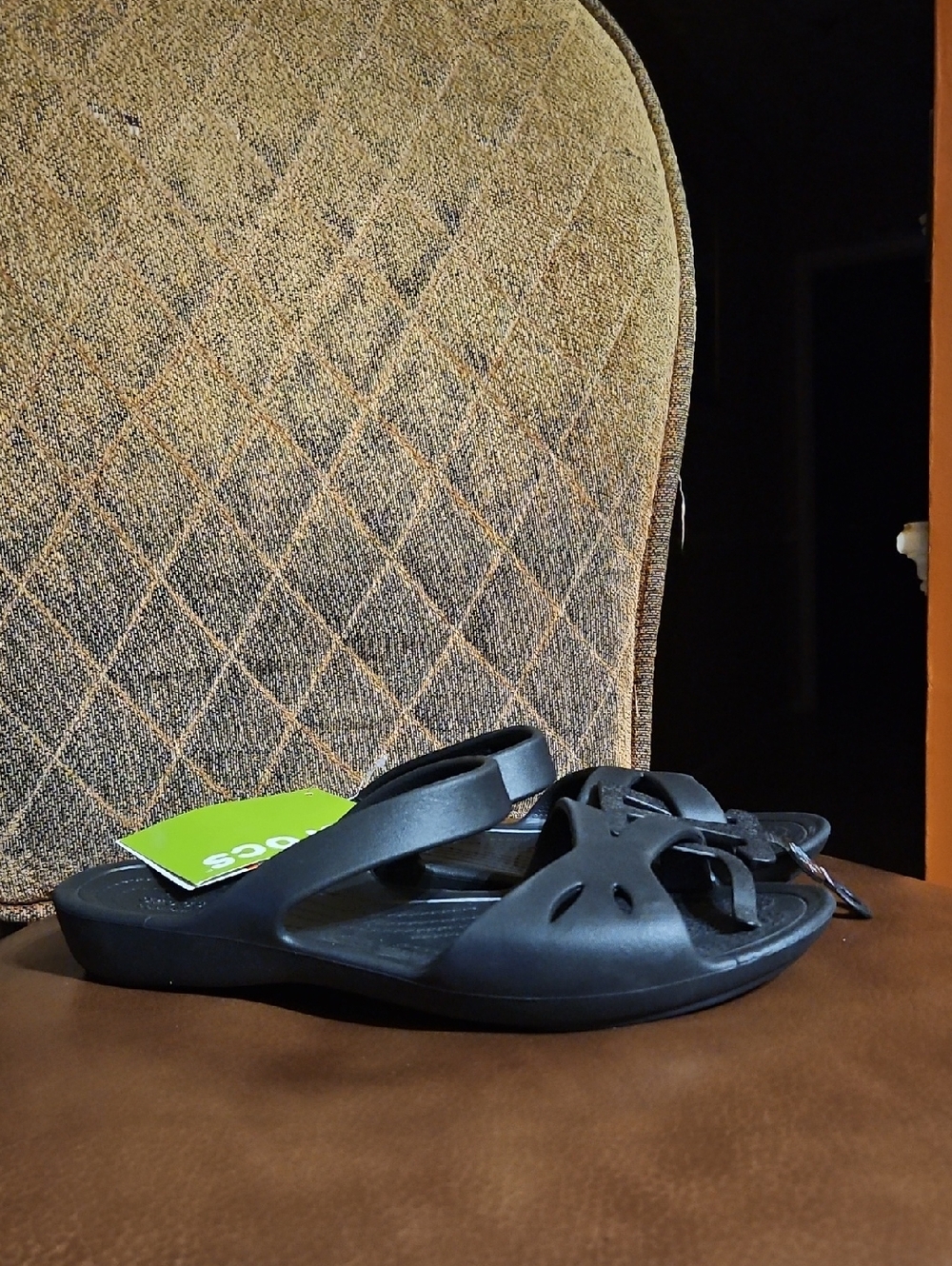 Crocs Kelli Slip On Slides Sandals Shoes Black Strappy NWT